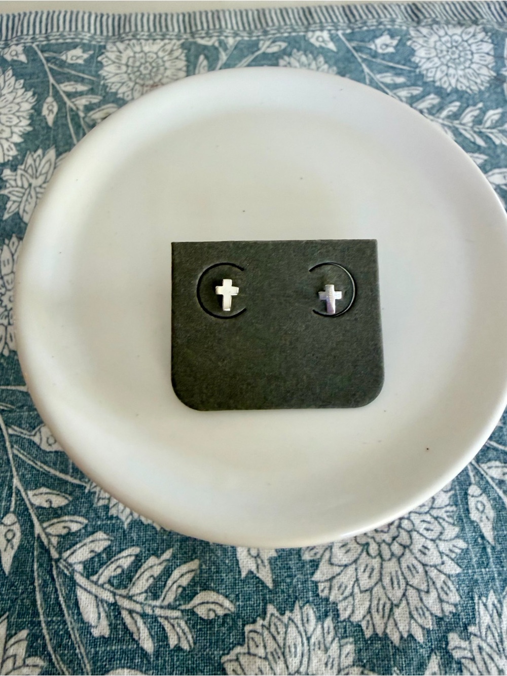 Silver Cross Stud Earrings for Kids - Hypoallergenic
